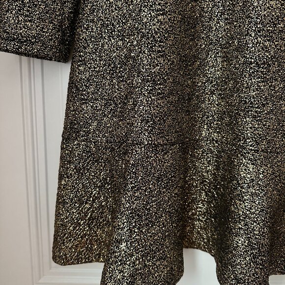 Michael Kors Gold Foil Flounce Dress with Long Sleeves - Picture 5 of 7